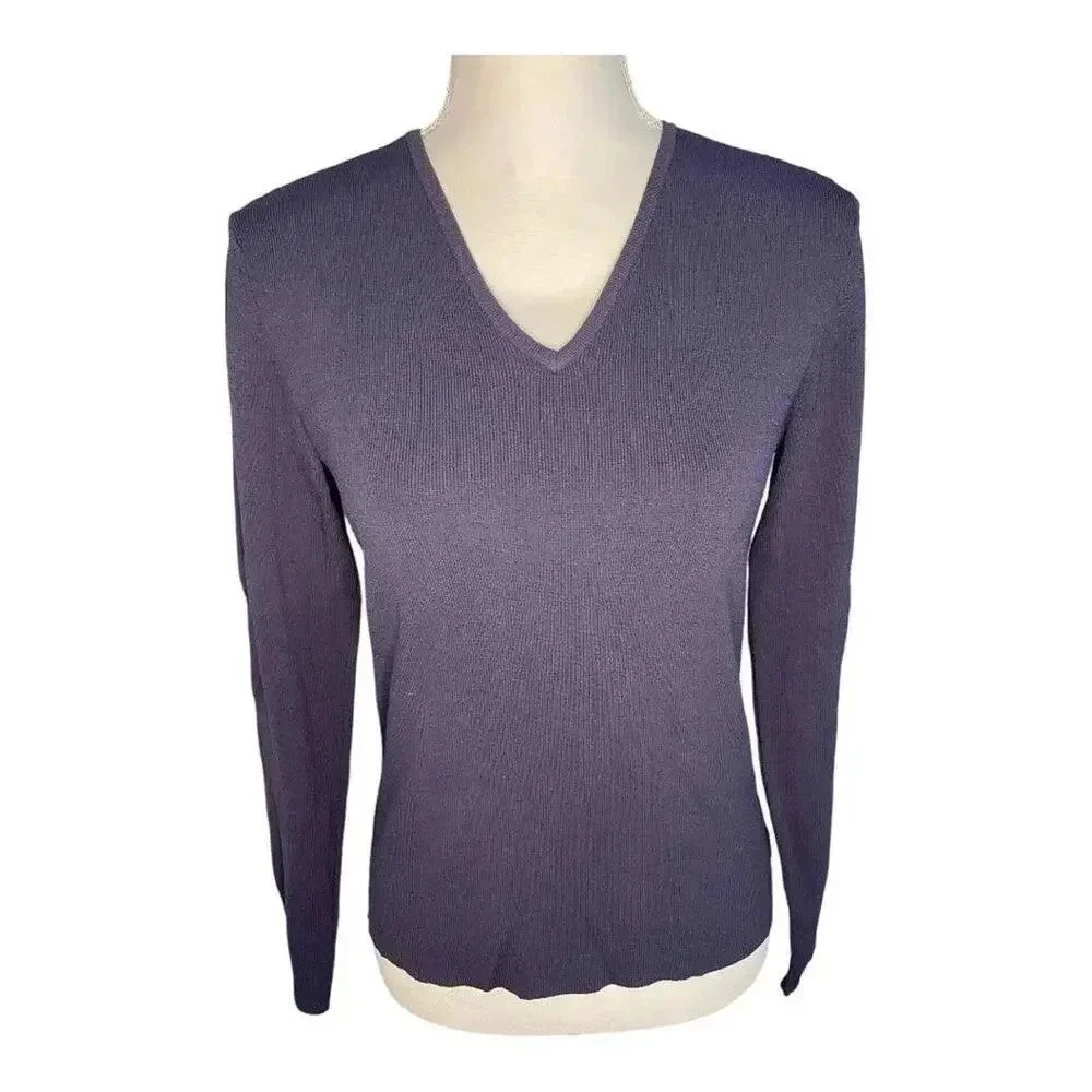 Armani Exchange Women’s Medium Blue Long Sleeved V-Neck Sweater